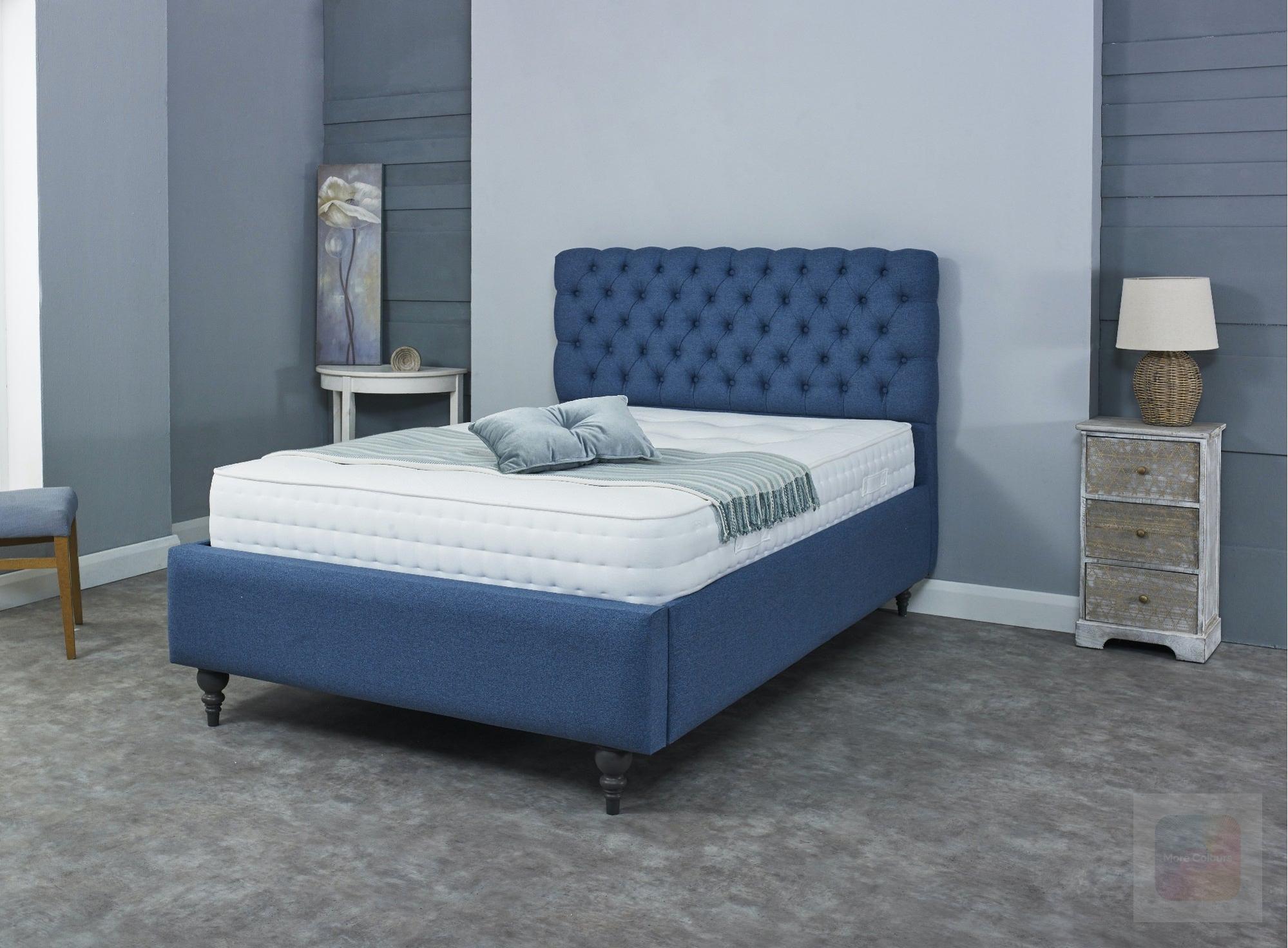 Aston Bed Frame With Deep Buttoned Style And High Legs