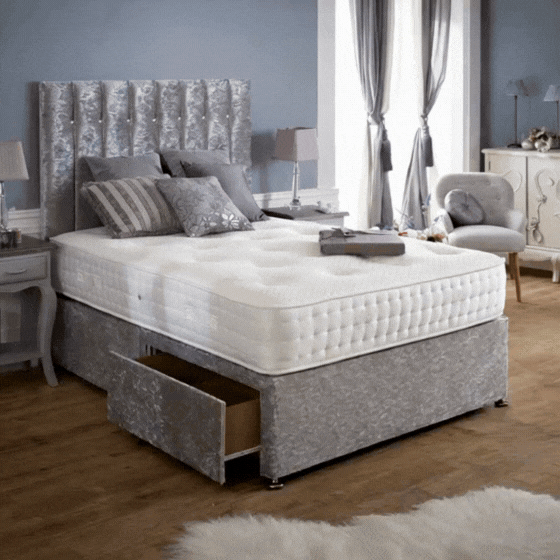 Leona Divan With Vertical Style Headboard