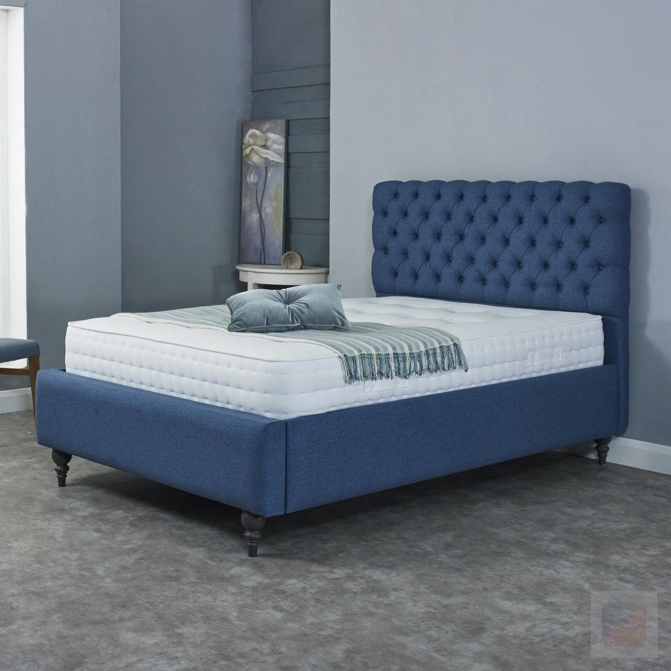 Aston Bed Frame With Deep Buttoned Style And High Legs