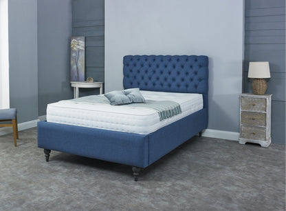 Aston Bed Frame With Deep Buttoned Style And High Legs