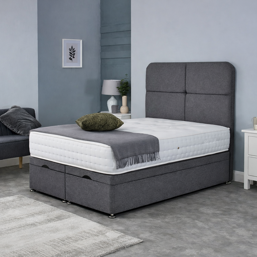 Panache Divan Ottoman With Cube Style Headboard