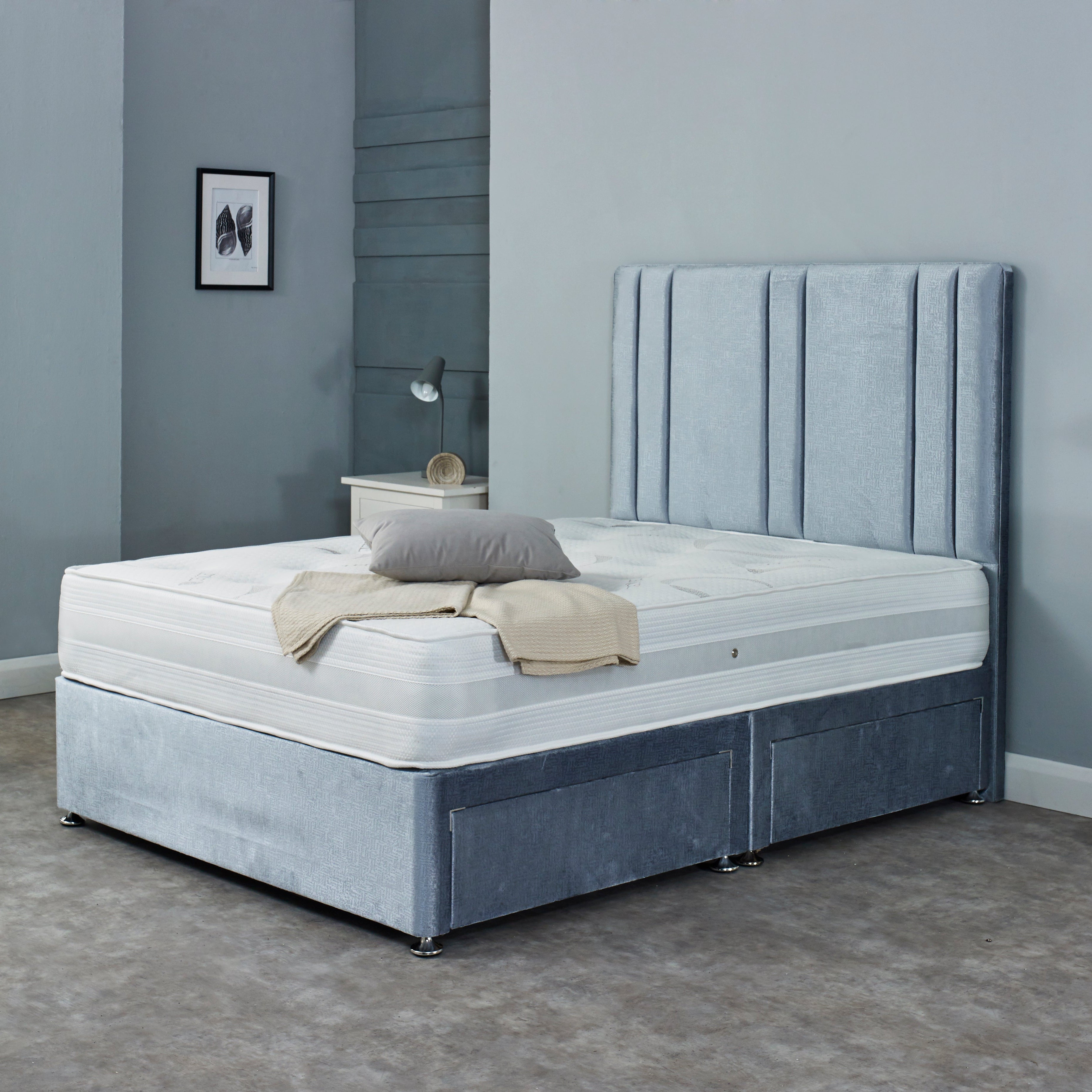 Dalton Divan Bed With 54" High Lined Headboard
