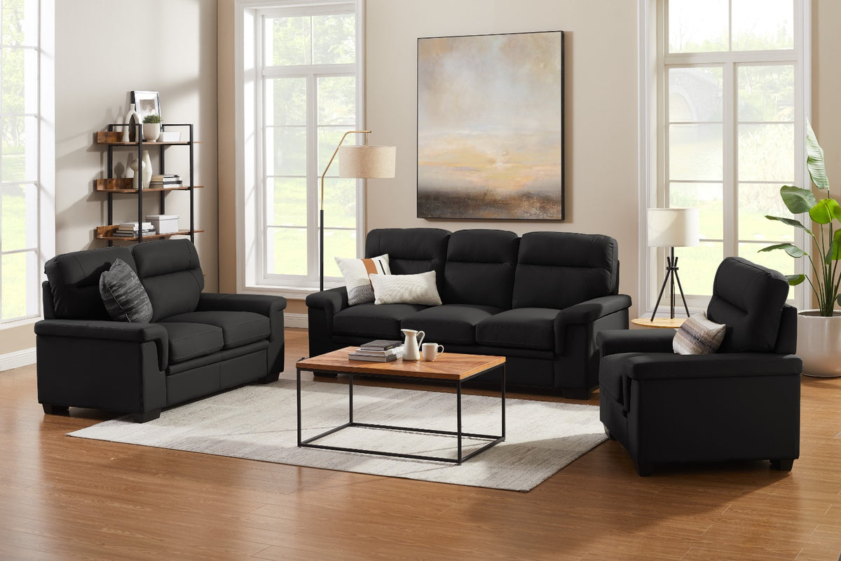 Zanotto Tech Leather Black 3+2 Sofa Set