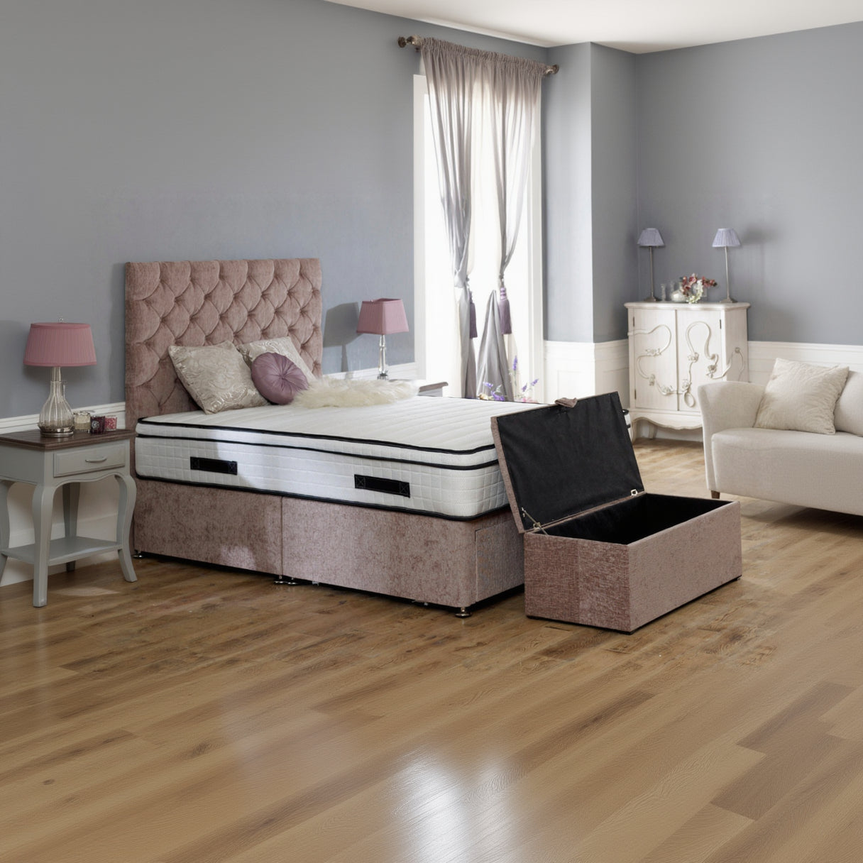 Monaco Divan With Padded Buttoned Headboard