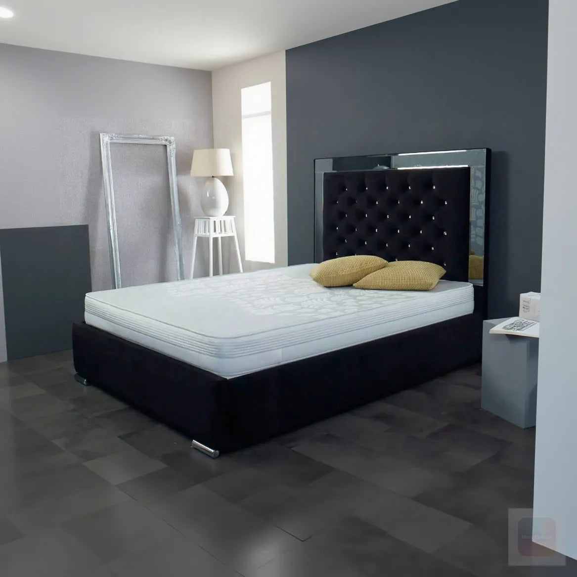 Kennedy Mirror Buttoned Bed Frame