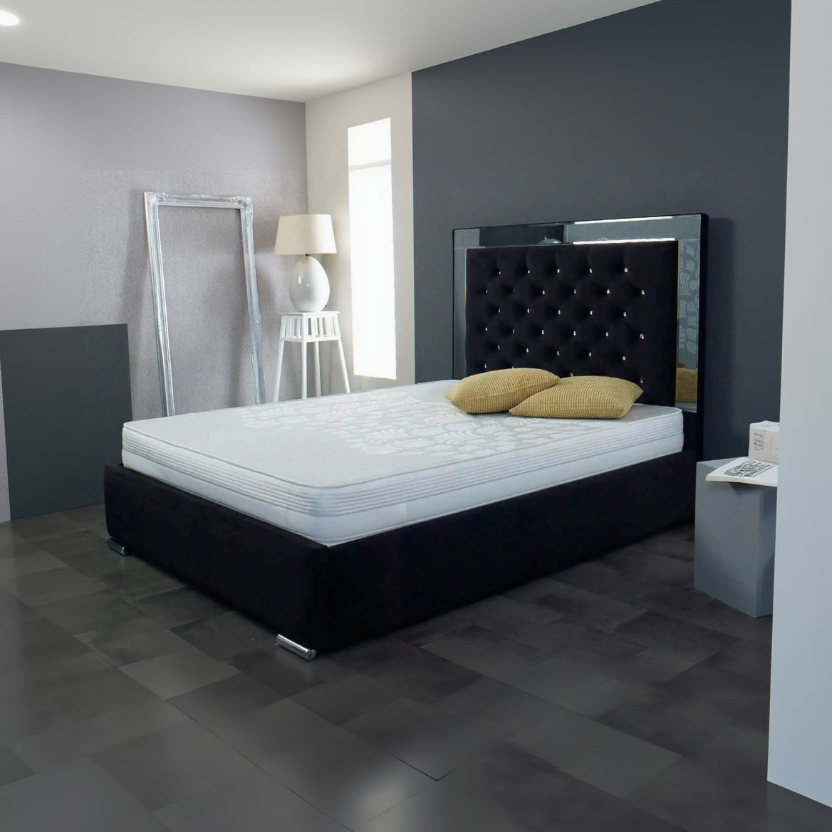 Kennedy Mirror Buttoned Bed Frame