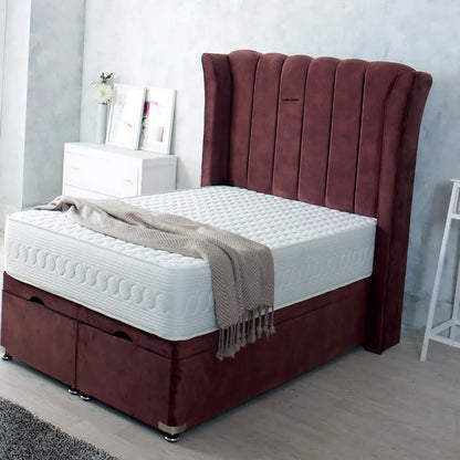 LUXURY NEWRY OTTOMAN BED WITH STYLISH 54" WING HEADBOARD